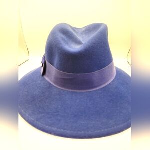 Vtg Womens Blue Hat Doeskin 100% Wool Felt George Bollman Co